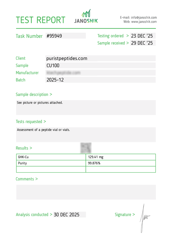 GHK-Cu 100mg Test Report