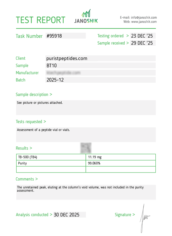 TB500 10mg Test Report