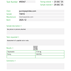 Tesamorelin 10mg Test Report
